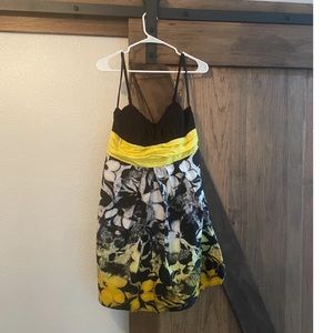 Yellow, Black & White short Summer Dress